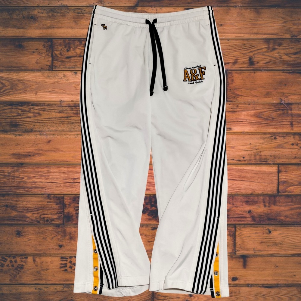Vintage Y2K Abercrombie & Fitch Wide Leg Track Pants Medium Embroidered Logo